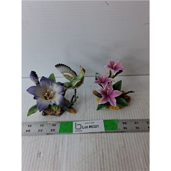 (2) Ceramic Flower Figurines