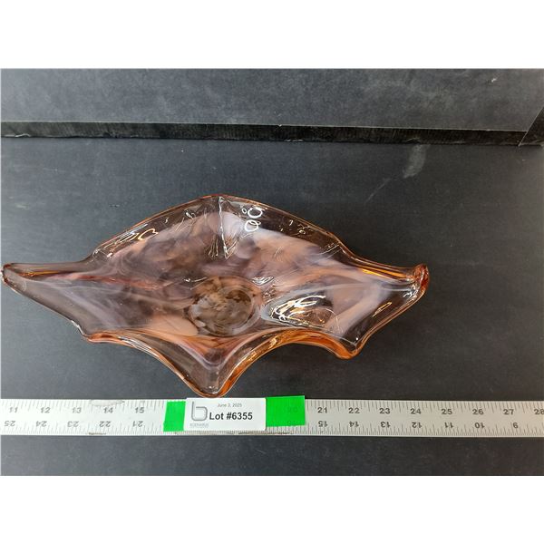 Rose Glass Dish 12.5" Long