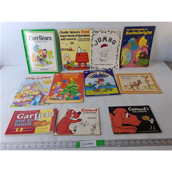 (11) Kids' Books- Care Bears, Charlie Brown, Clifford, Misc.