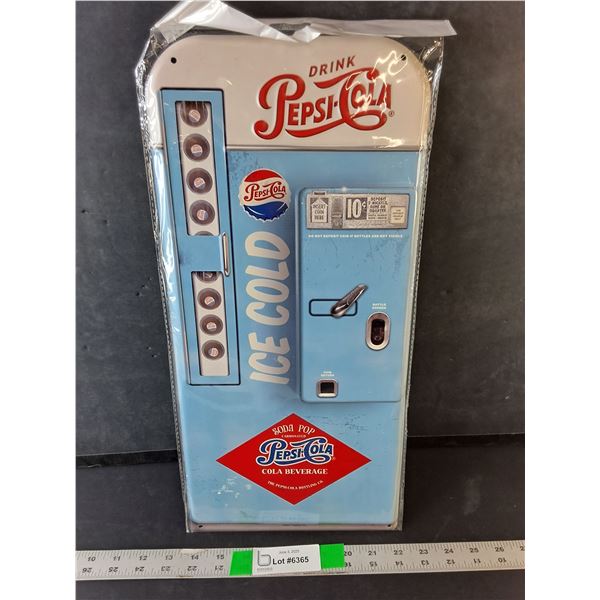 Pepsi-Cola Metal Wall Sign 18" Tall x 8.5" Wide