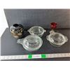 Image 1 : (3) Pyrex/Anchor Hocking Containers with Lids, Decorative Pot, Wine Glass