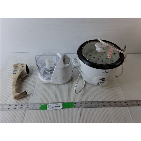 Rival Rice Cooker- Powers On, Knife Sharpener, Toastmaster Mini Chopper- As Is