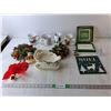 Image 1 : Christmas Lot- (4) Mugs, Cards, (2) Mini Wreaths, Misc.