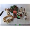 Image 1 : Christmas Decor Lot- (2) Wreaths, (4) Mugs, Singing Bird- As Is, Misc.