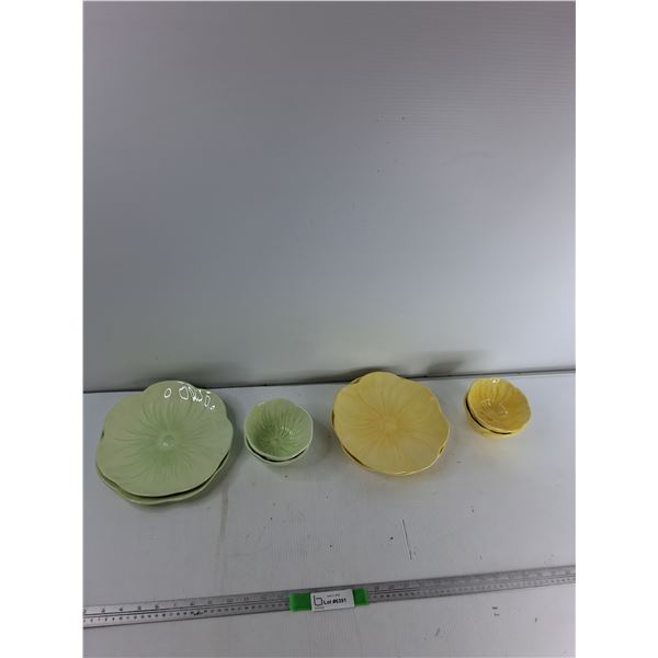 Ceramic Dishs - (4) Plates, (4) Dip Bowls