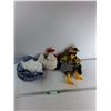 Image 1 : Handcrafted Stuffed Rooster, Stuffing Filled Hat, Stuffed Crow