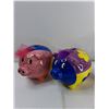 Image 2 : Assorted Items - (2) Ceramic Piggy Banks, Decorative Ceramic Basket, Decorative Metal Watering Cans
