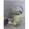 Image 3 : Assorted Items - (2) Ceramic Piggy Banks, Decorative Ceramic Basket, Decorative Metal Watering Cans