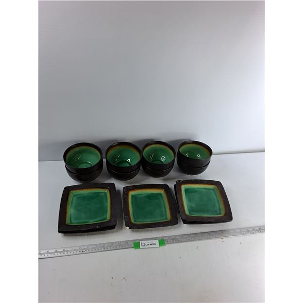 (7) Hometrends Ceramic Plates, (8) Home Trends Ceramic Bowls