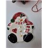 Image 2 : Assorted Christmas Items - Decorative Santa, (2) Christmas Door Hangars, (4) Candle Holders, Misc