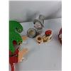 Image 8 : Assorted Christmas Items - Decorative Santa, (2) Christmas Door Hangars, (4) Candle Holders, Misc