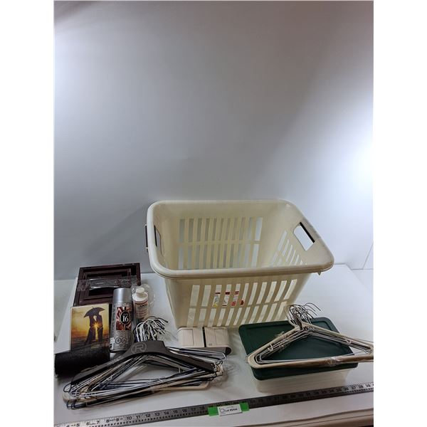 Assorted Items - Hangers, Photo Album, Wooden Rack, Misc