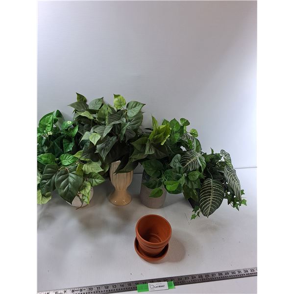 (4) Decorative Plants , Clay Pot