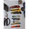Image 3 : Assorted Items - Exacto knifes, Chisels, Measuring Tape, Misc