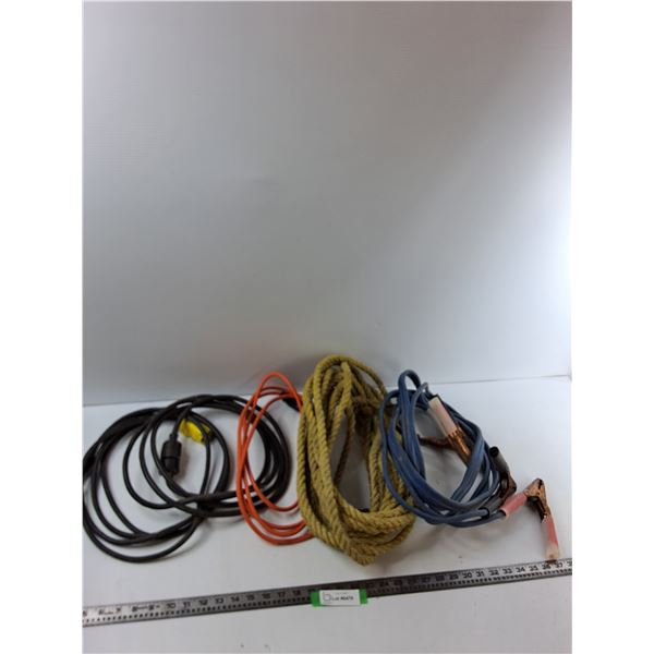 (3) Extension Cords, Rope, Jump Cables - As Is
