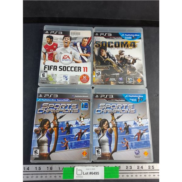(4) PS3 Games - Fifa Soccer 11, Sports Champions and Socom 4