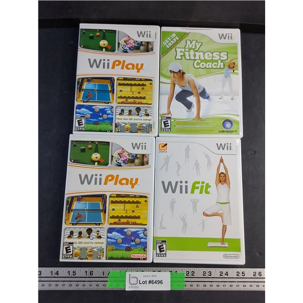 (4)  Wii Games - Wii Play, My Fitness Coach and Wii Fit