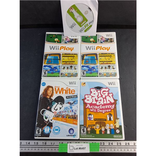 (5) Wii Games - Big Brain Academy, Wii Play and Shaun White Snowboarding