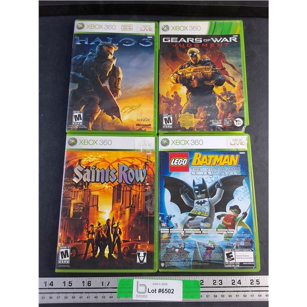 (4)  Xbox 360 Games - Saints Row, Lego Batman and HALO 3