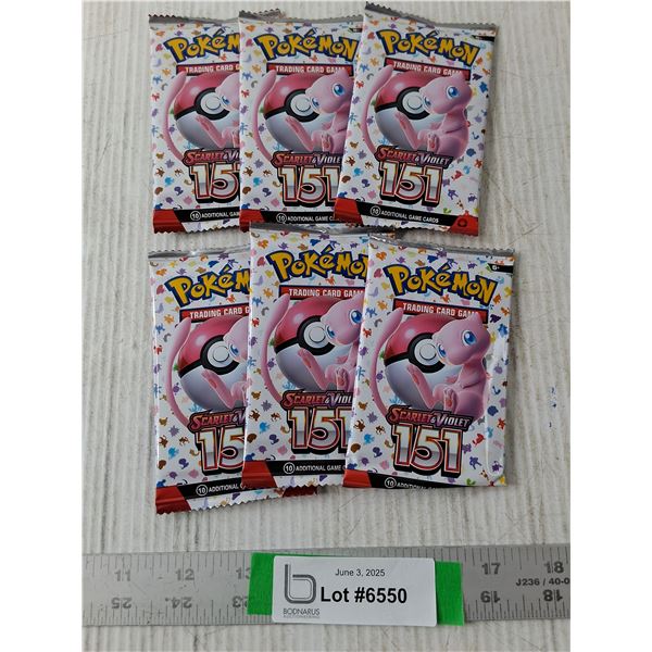 (6) Sealed Pokemon Scarlet & Violet 151 Trading Cards - Cannot Guarantee Authenticity