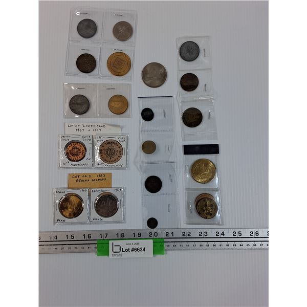 (20) Token/Coins: Regina, Americas World Fair, Sudbury, Anniversary, Misc
