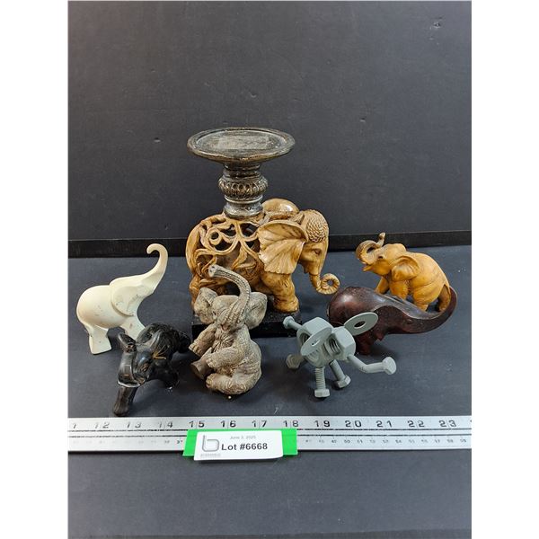 (7) Elephant Figurine Lot - Assorted Sizes