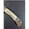 Image 2 : Stainless Steel Folding Knife w/Eagle Carving/Engraving  - Blade is 3.5" Long