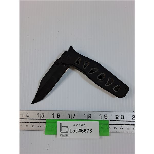Black Stainless Steel Folding Knife - 3.5" Blade