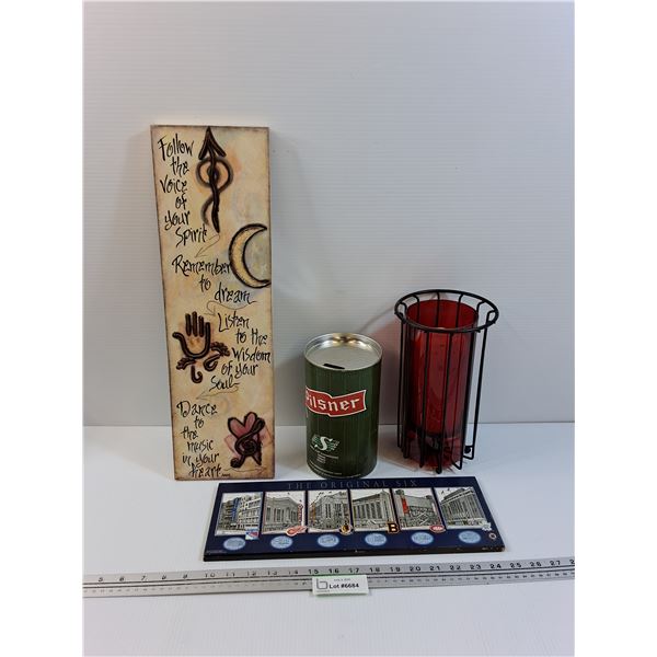 Pilsner Coin Bank, Spirit Sign, Wall Decor