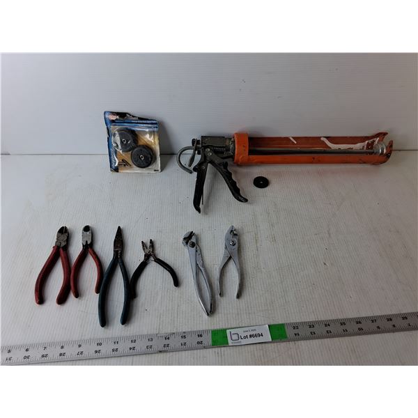 Pliers, Anti-Skid Pads, Caulking Gun