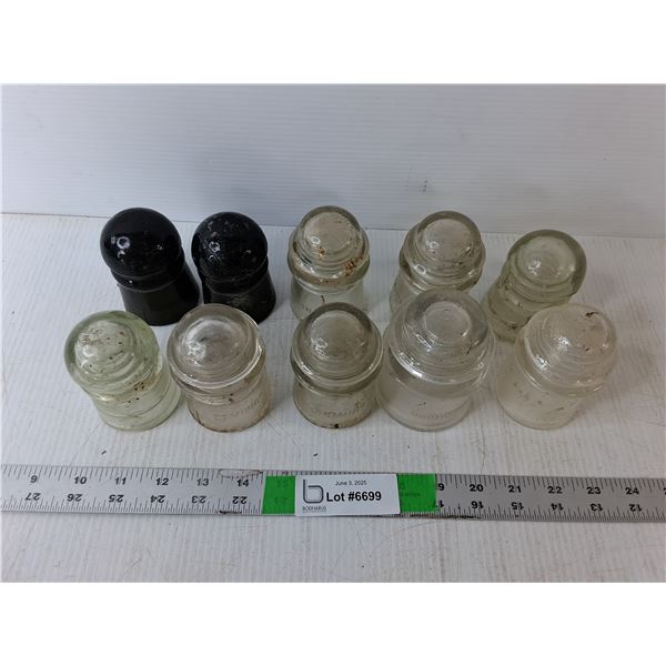 (10) Glass Insulators, Three Chipped
