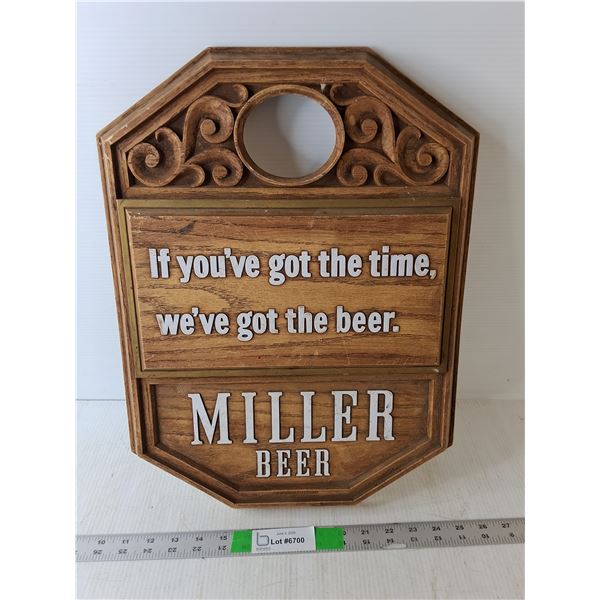 Plastic Miller Beer Sign 18.5" Tall x 14" Wide