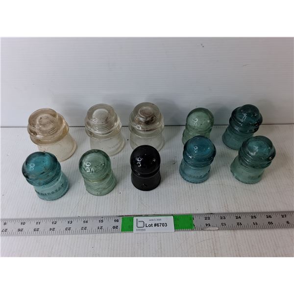 (10) Glass Insulators, Two Chipped