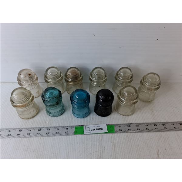 (11) Glass Insulators, Two Chipped