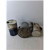 Image 2 : (2) Vintage Watering Cans, Gulf Motor Oil Tin, (3) Bottle Openers