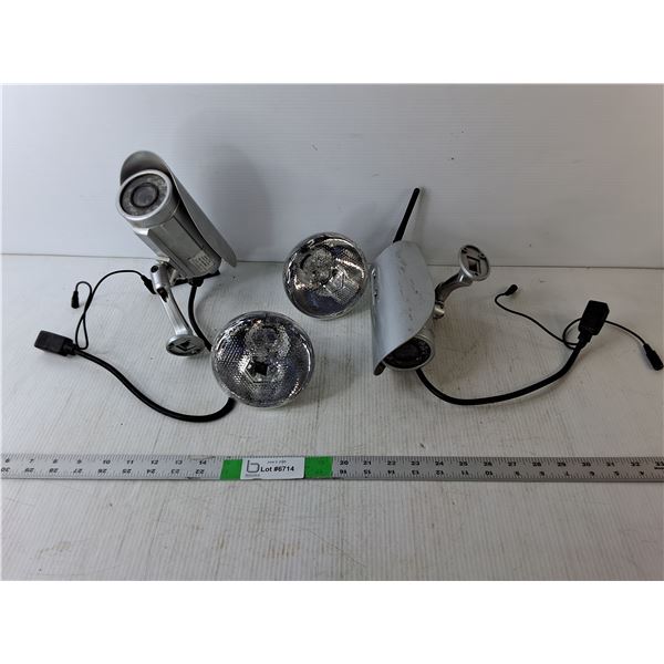 (2) Surveillance Cameras, (2) Heat Lamp Bulbs- Untested