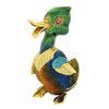 Image 1 : Vintage 18k Gold Multicolor Enamel Detailed Textured Ruby Eye Duck Pin Brooch
