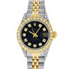 Image 2 : Rolex Ladies Quickset Two Tone Black Diamond Lugs Datejust Wristwatch 26MM
