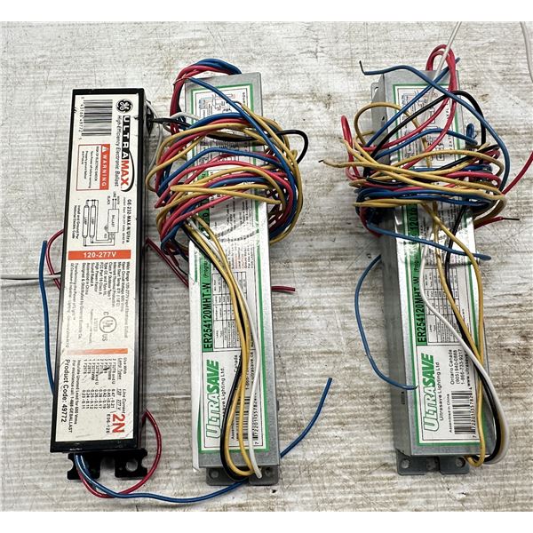 Lot of (3) Misc. Electronic Ballast 1-#GE-232-MAX-N/Ultra & 2-#ER254120MHT-W