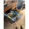 Image 2 : Mixed Lot Garbage Cans, Cart, Stool and Rope