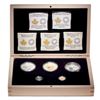 Image 1 : 2014 Majestic Maple Leaves - Pure Silver, Gold & Platinum 5-Coin Set with Display Case.  Tax Exempt.