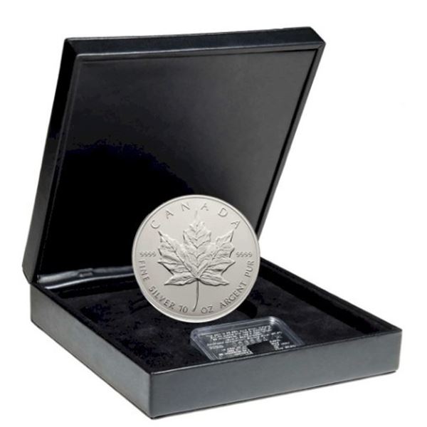 1998 $50 The Silver Maple Leaf, 10th Anniversary - 10 oz. Pure Silver Coin.  Tax Exempt.
