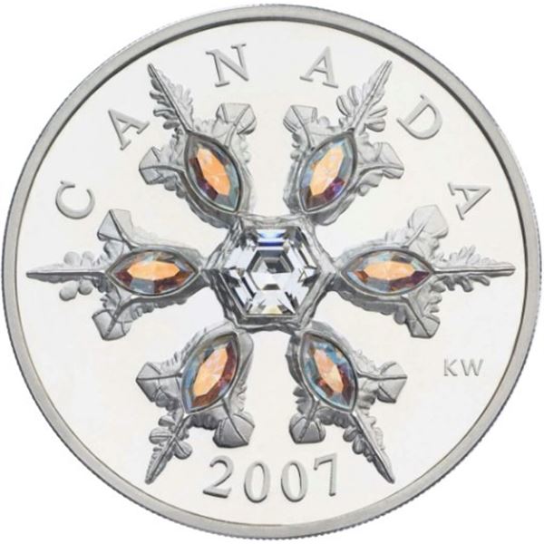2007 $20 Iridescent Crystal Snowflake - Sterling Silver Coin.