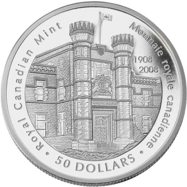 2008 $50 The Royal Canadian Mint, 100th Anniversary - Pure Silver Coin.  Tax Exempt.