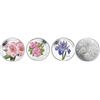 Image 1 : 2011 $20 Fine Silver Coin- Rose, 2012 Rhododendron, 2013 Iris versicolor, and 2017 Pearl Flowers, lo