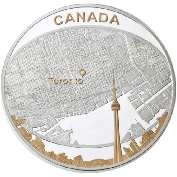 2011 $25 Toronto City Map - Pure Silver Coin.  Tax Exempt.
