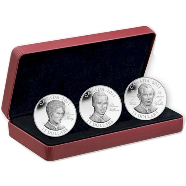 2011 Canada $15 Continuity of the Crown Sterling Silver 3-Coin Set.