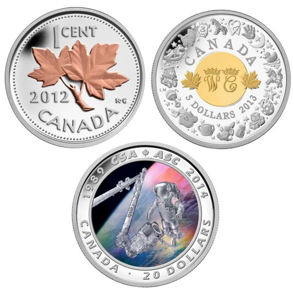 2012 1c Farewell to the Penny - 1/2 oz. Pure Silver Coin with Gold Plating, 2013 $5 Birth of the Roy