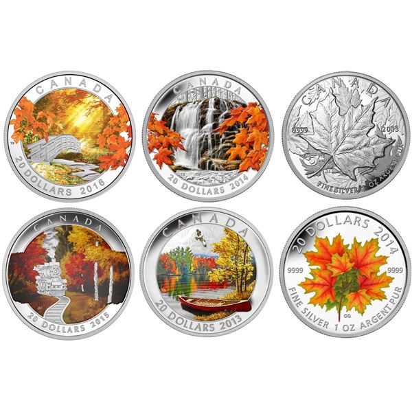 2013 $20 Autumn Bliss, 2014 $20 Autumn Falls, 2015 $20 Autumn Express, 2016 $20 Autumn Tranquility, 