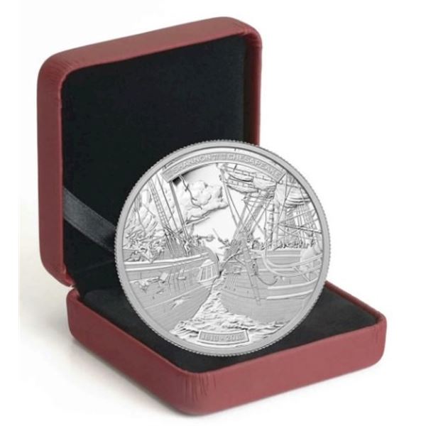 2013 $50 HMS Shannon & USS Chesapeake - Pure Silver Coin.  Tax Exempt.